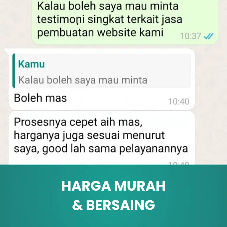 Testimoni Harga Murah dan Bersaing