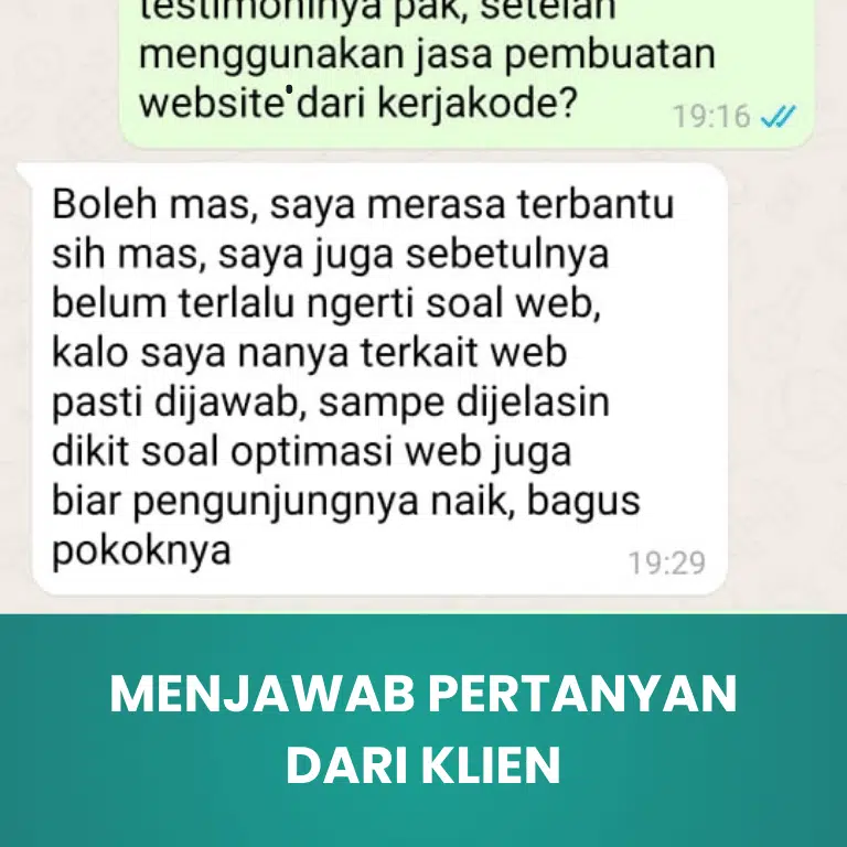 Testimoni Menjawab Pertanyaan Dari Klien
